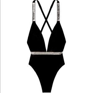 NWT VICTORIA'S SECRET Shine Strap Montanita Plunge One-piece (XL Black)